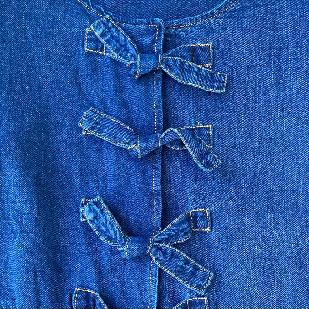 NWT Velvet Heart Lamont Calva Denim Bow Peplum Top L Large - Picture 6 of 8